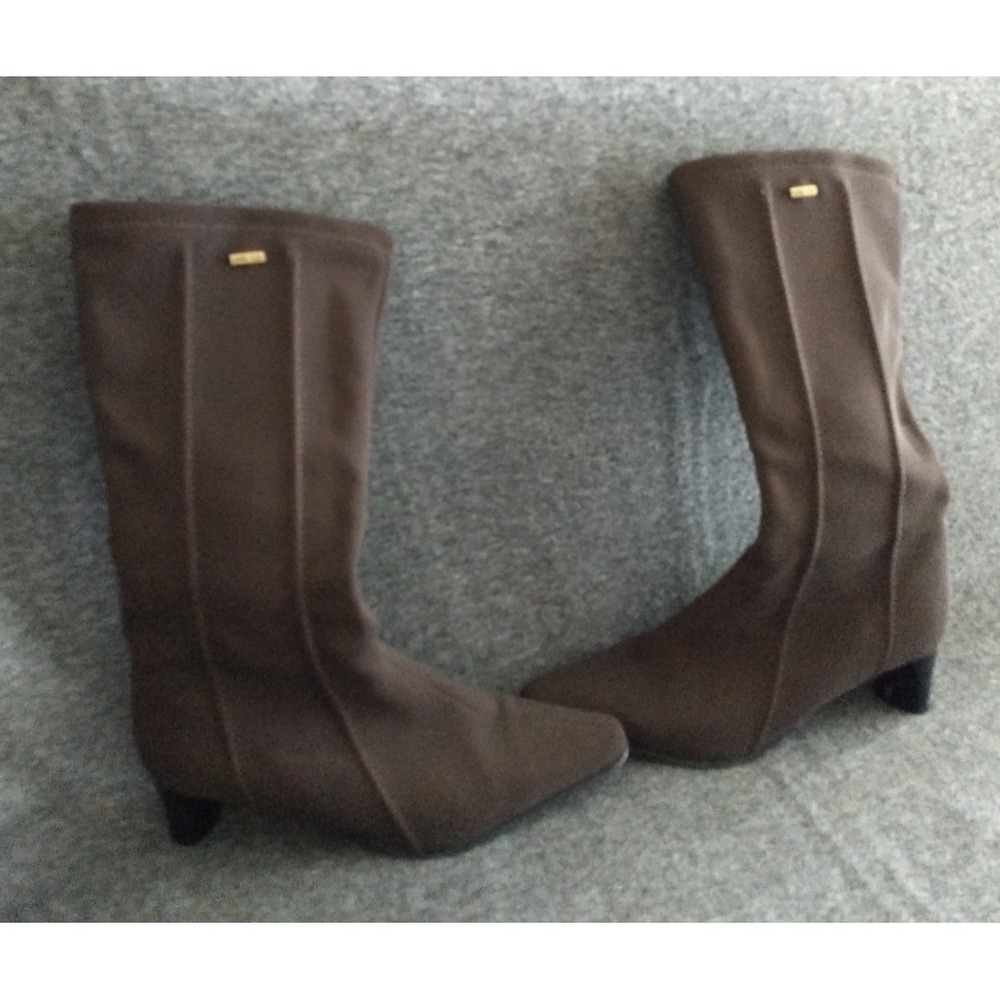 Gore-Tex Mid-Calf Boots Waterproof Women's 6.5 Chocolate Brown Square Block Heel